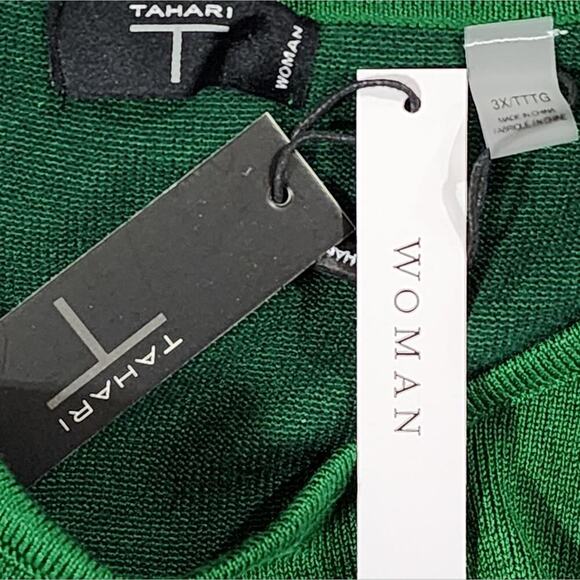 Tahari hunter Green scoop neck pleated back sweater plus size 3X new! - Picture 6 of 6